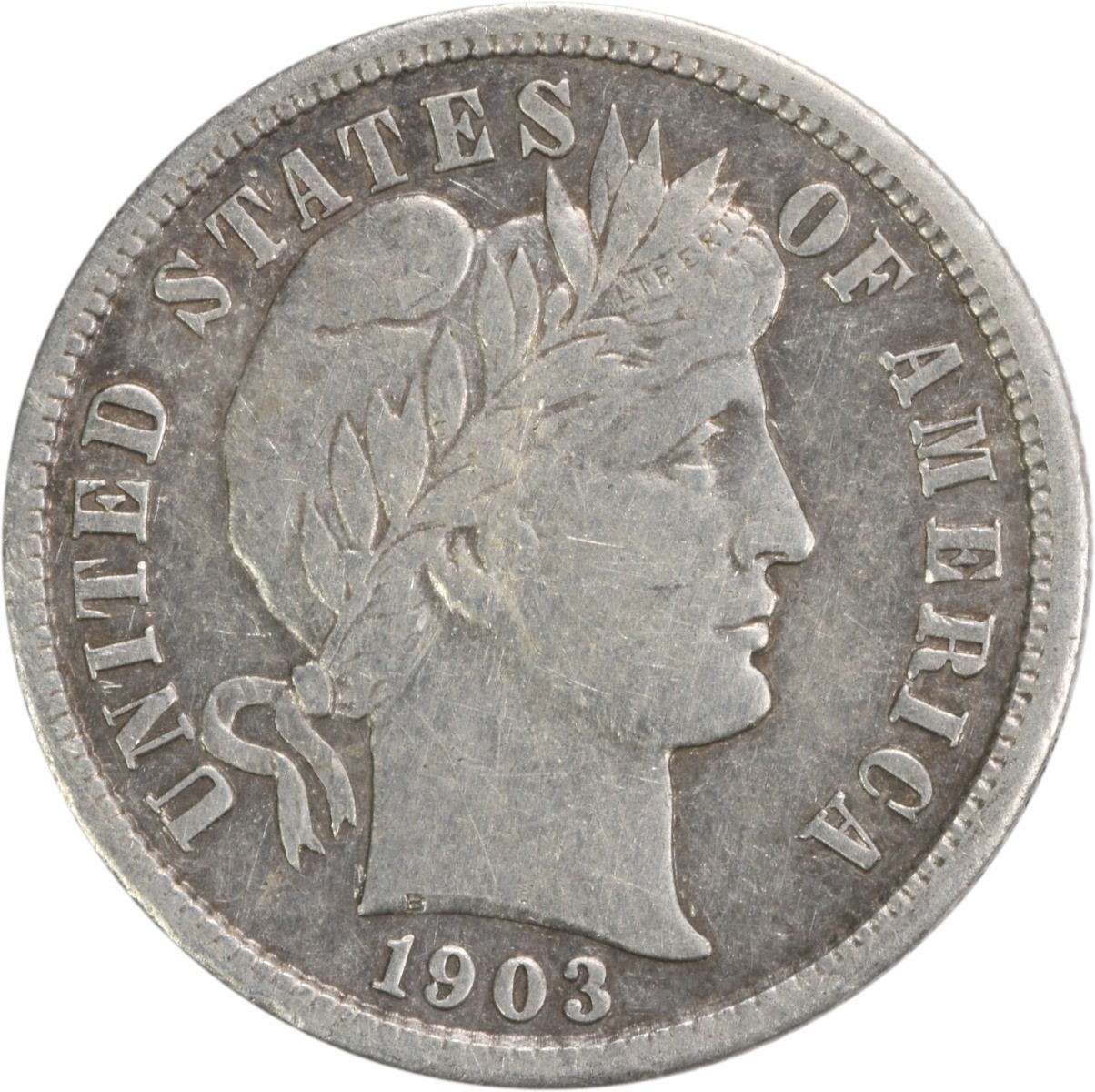 1903-S Barber Silver Dime Choice EF Uncertified #202