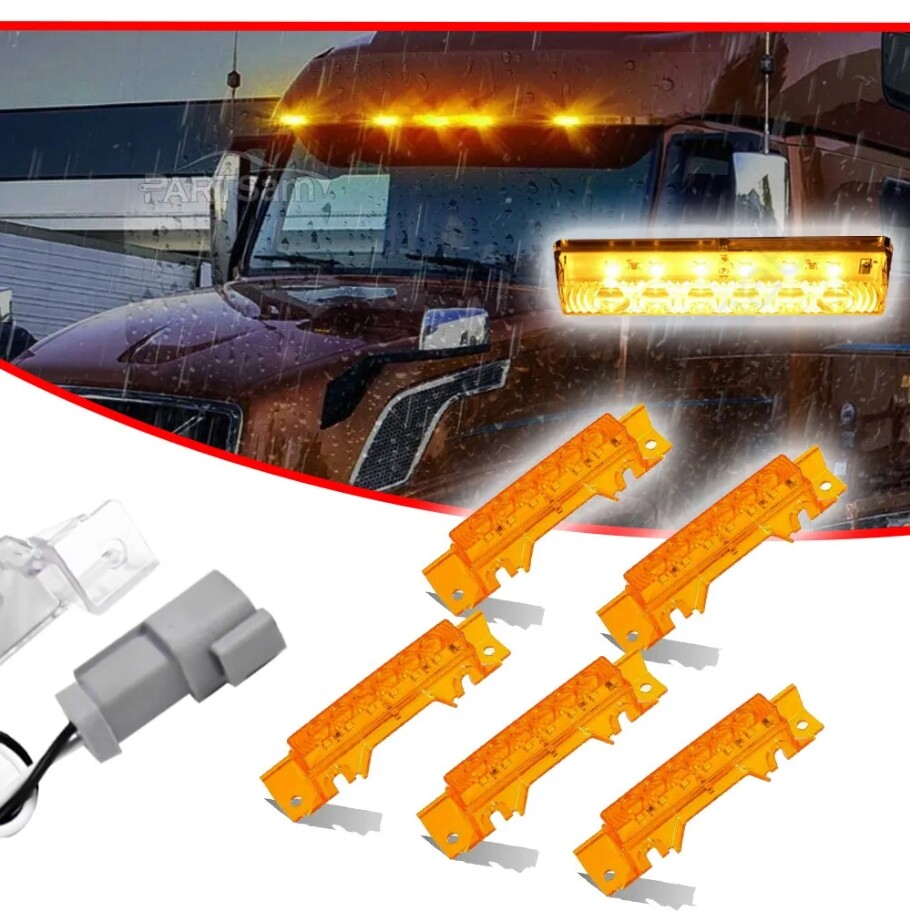 Top Roof Lamp Sun Visor Marker Amber Color Set of 5