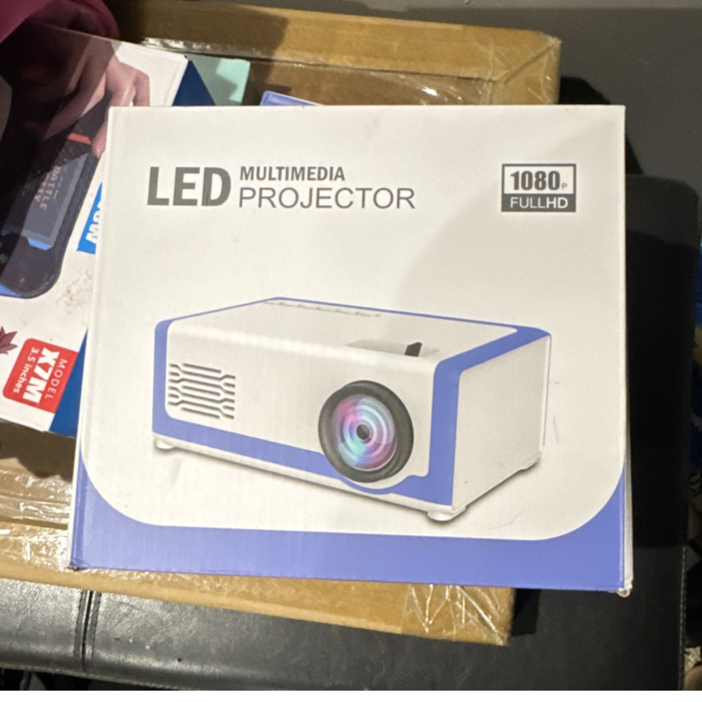 LED Multimedia Projector Full HD 1920x1080 TFT LCD HDMI USB White Blue