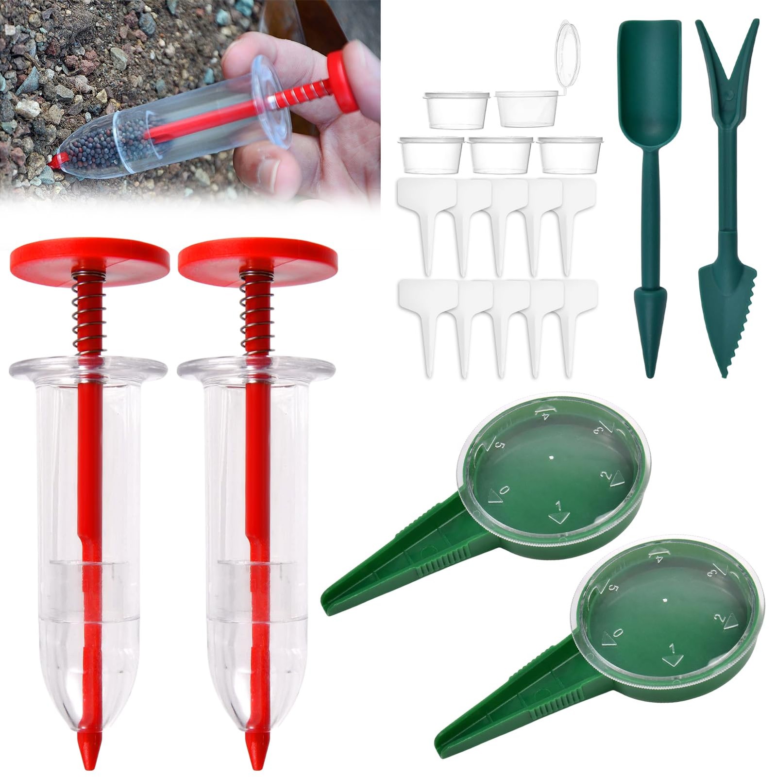 21 PCS Mini Seed Spreader, 5-Speed Sowing Seed Dispenser for Small Seeds, Man...