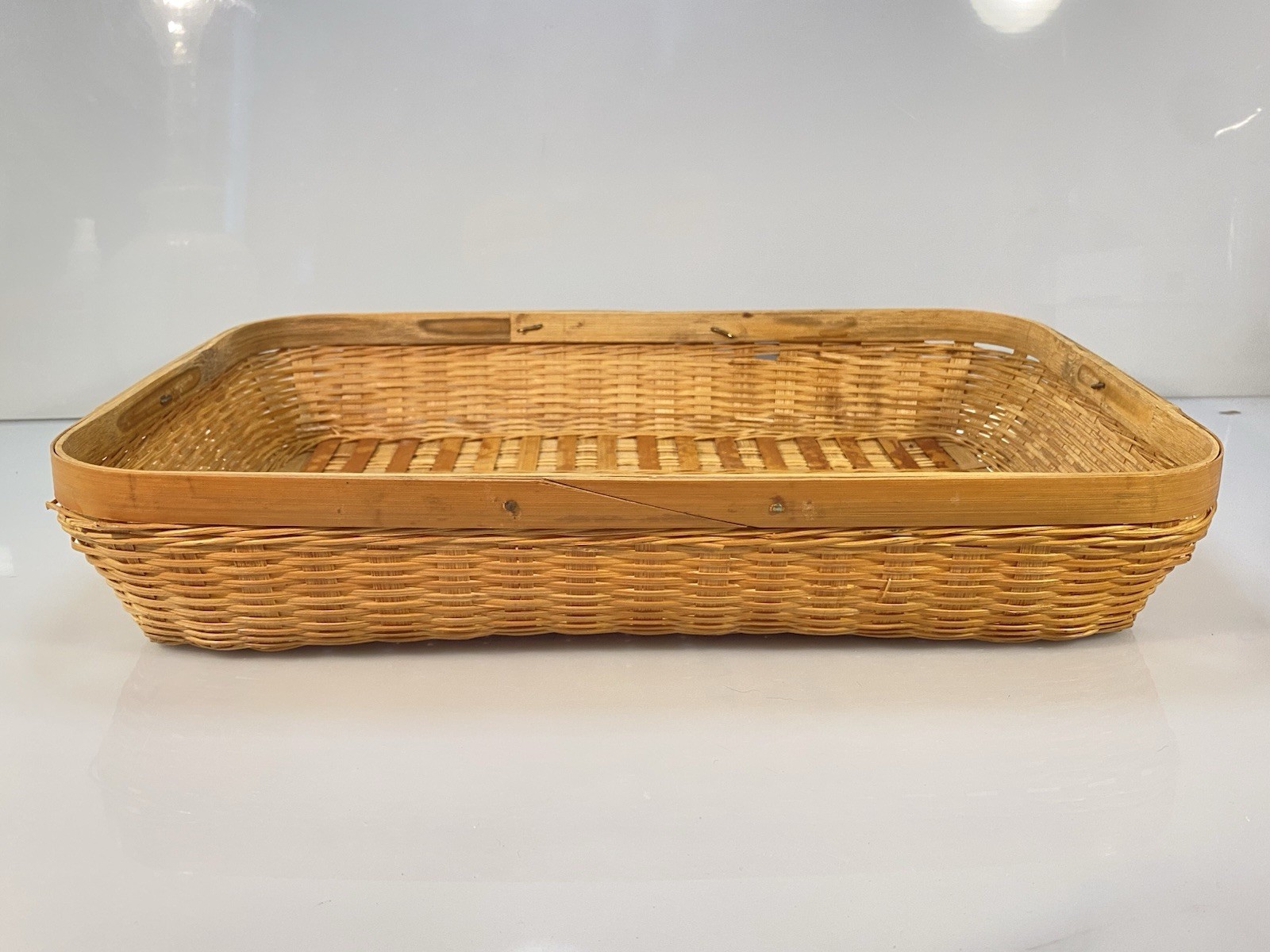 Rustic Farmhouse Rectangular Woven Bread/Serving Basket 14.75”x10.25”x2.5”
