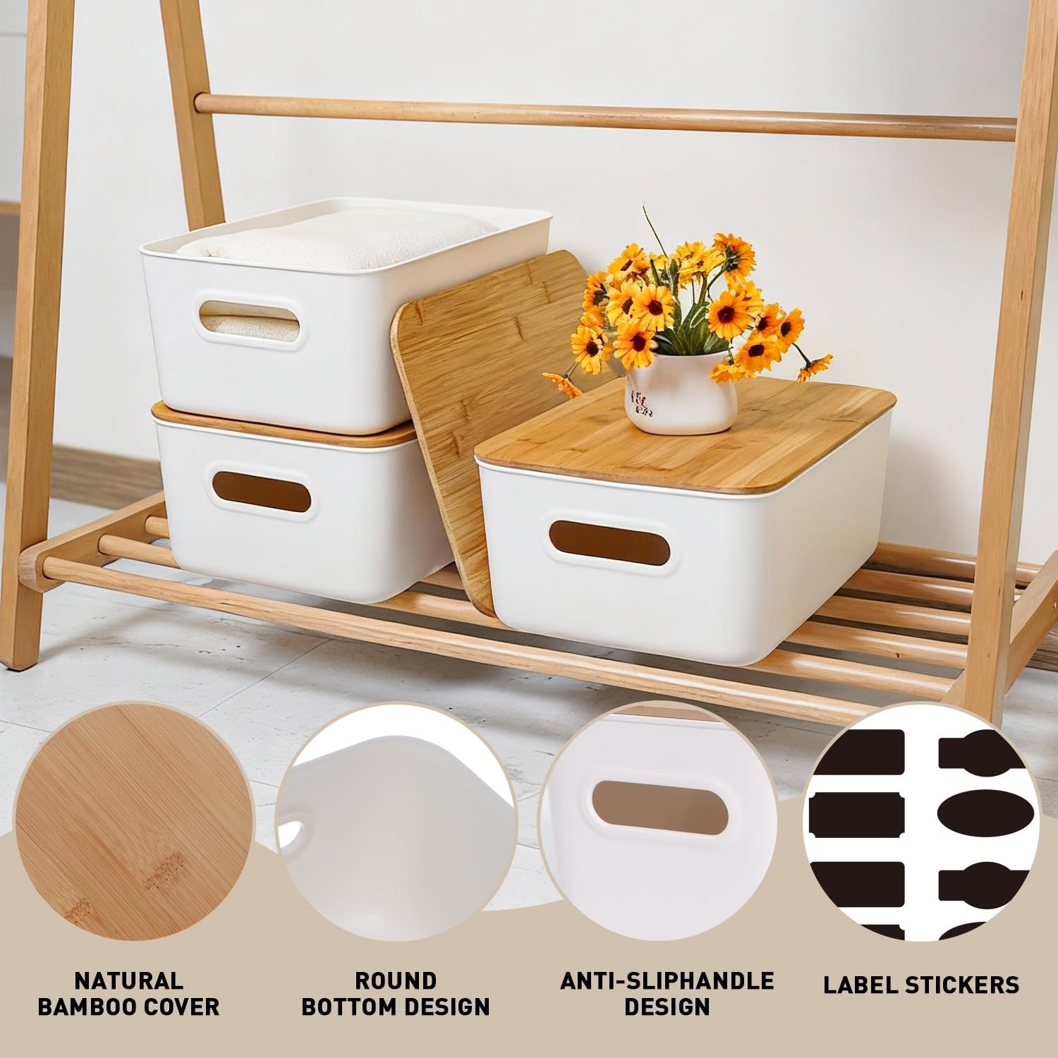 Storage Bins with Lids 16QT Plastic Storage Containers Stackable Organizer Bo...
