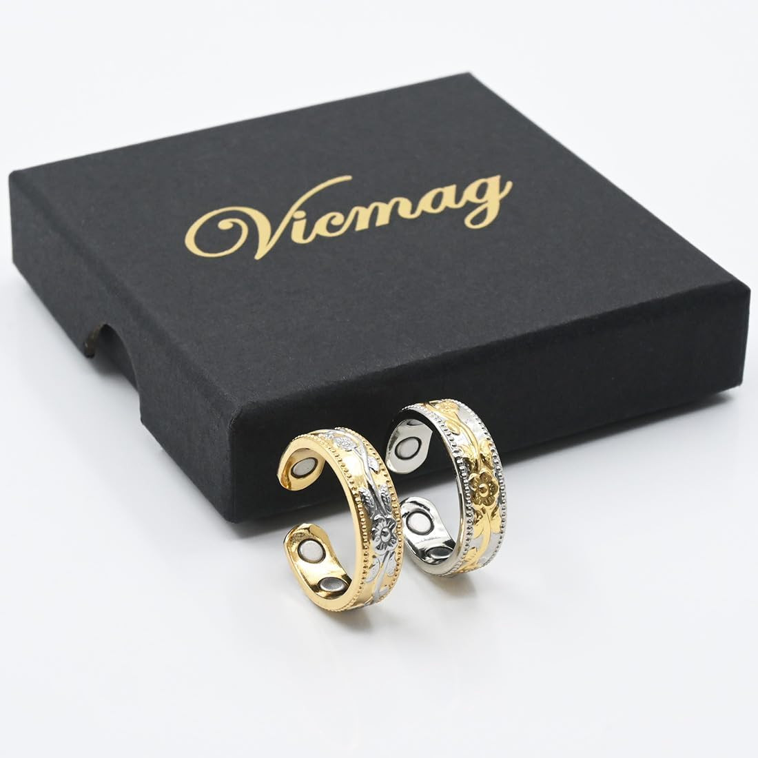 Vicmag Copper Magnetic Ring for Women Men 100% Solid Pure Copper Adjustable with
