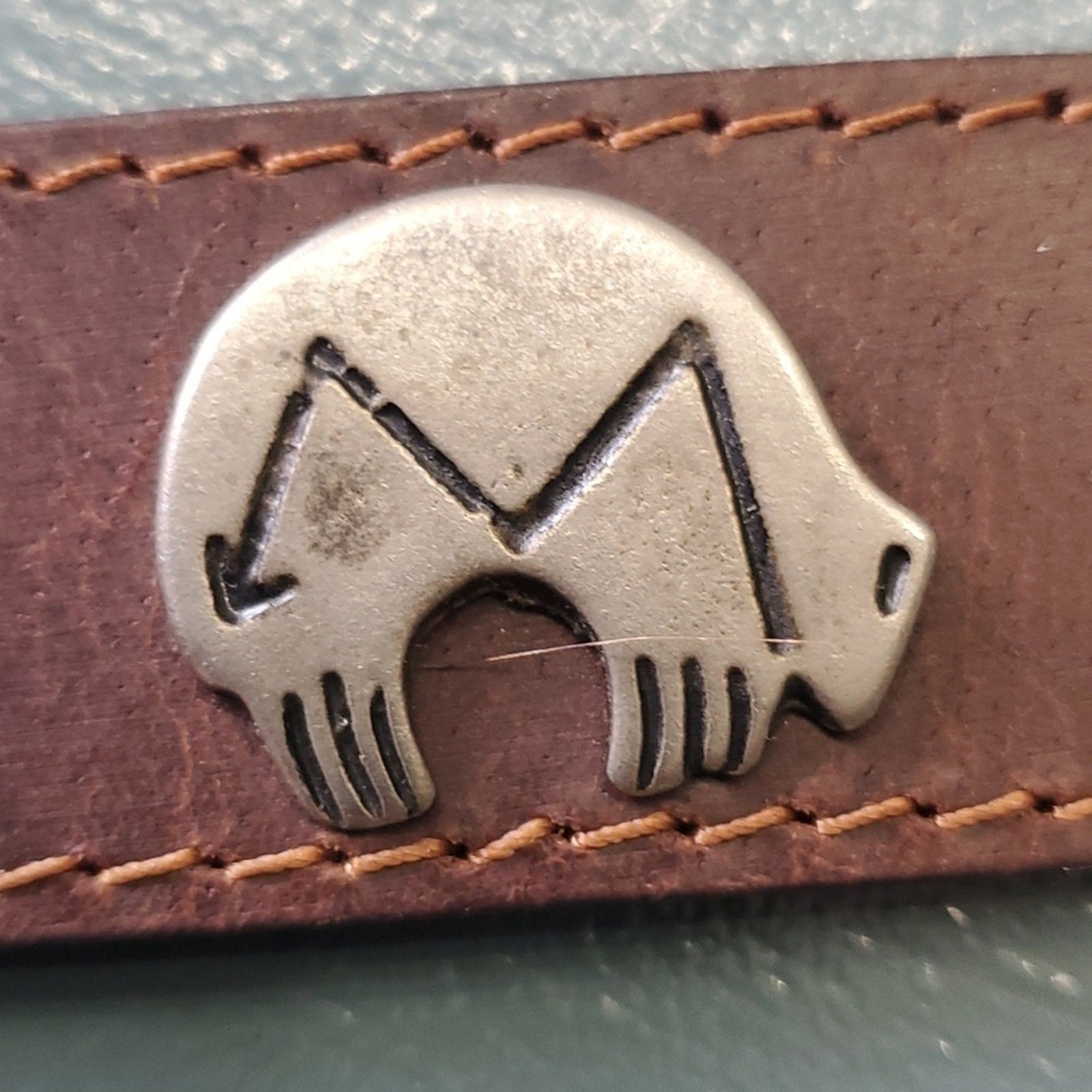 Sunbelt, genuine leather. Medium belt. Southwestern Sty. Silver animals.