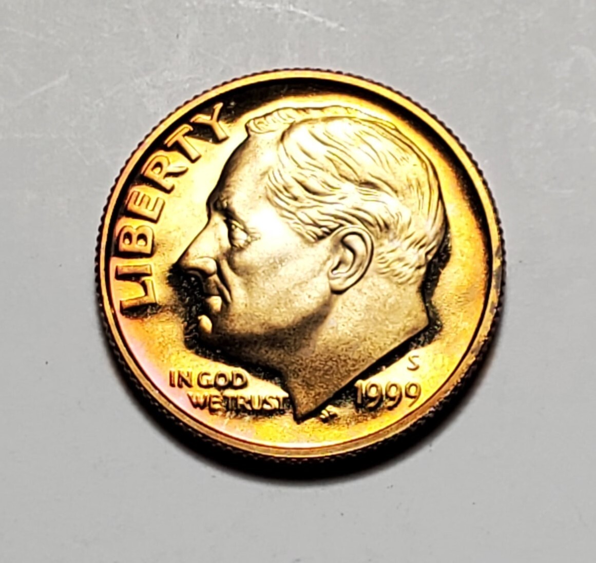 TONED 1999 S ROOSEVELT DIME CLAD PROOF UNC #C7669