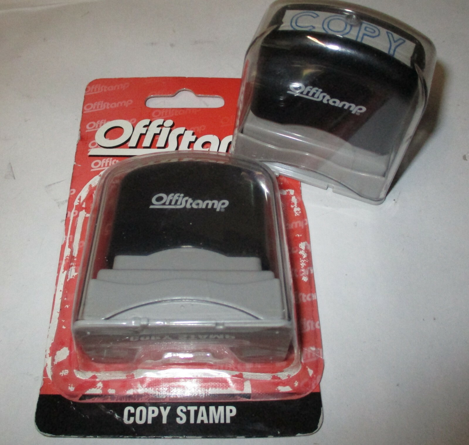 New COSCO Offi-Stamp COPY Pre-Inked Blue Quick Drying Office Stamp 034501 2-Pack