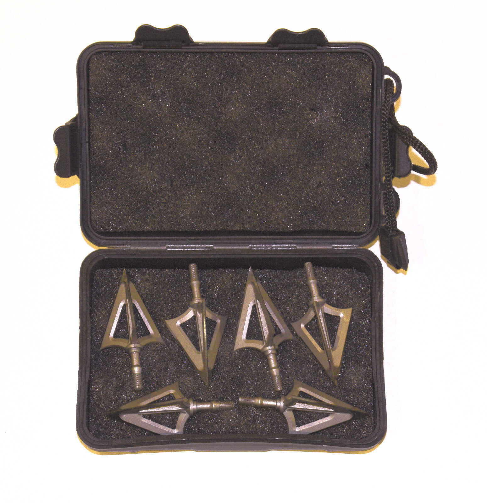 6 Broadheads 125 Grain 3 Blade Solid Made Hunting Crossbow Compound w/ Case 8/32