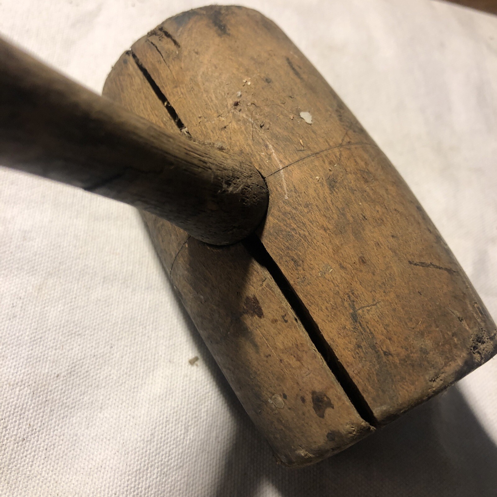 Antique Wood Mallet Primitive Tool Authentic 11.5”