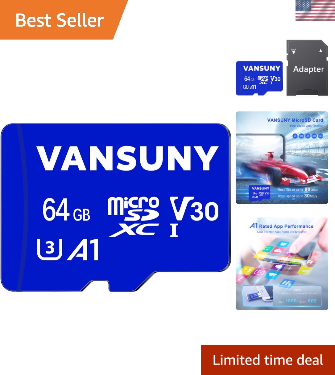 Reliable 64GB microSDXC Card | A1 Speed & V30 for HD Video | Adapter Included
