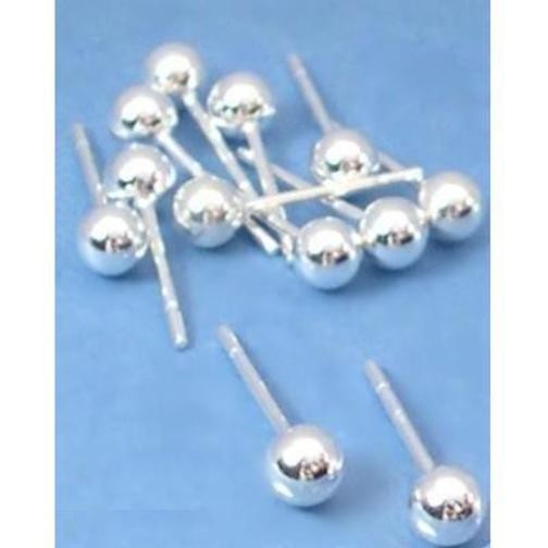 12 Sterling Silver Ball Stud Earrings 4mm