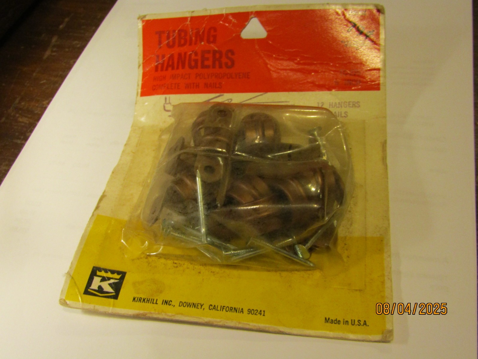 Kirkhill USA Tubing Hangers Polypropolyene 1/2" w Nails 12 Hangers 24 Nails NOS