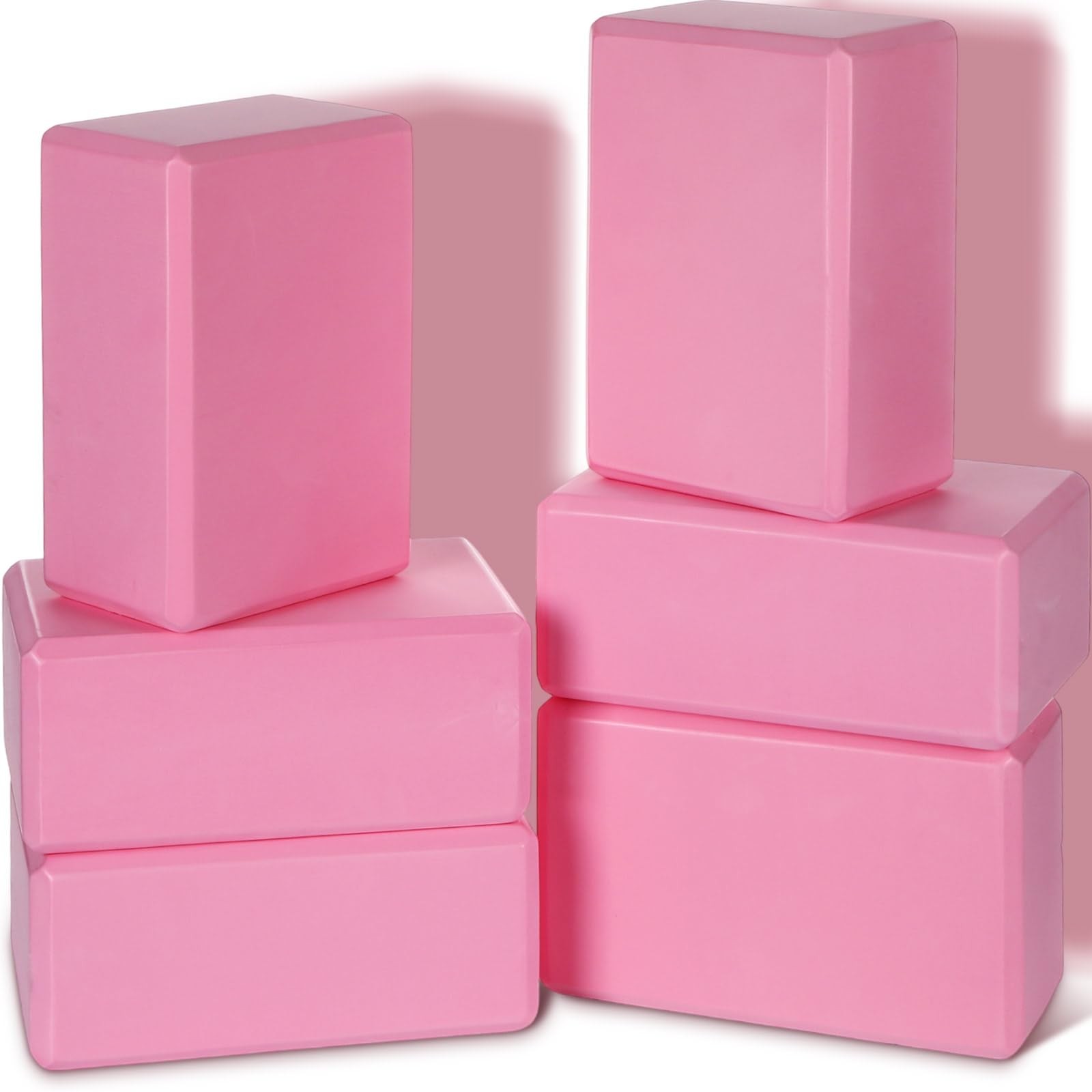 Wettarn 6 Pack Yoga Blocks 9 x 6 x 4 Inch Eva Foam Lightweight Nonslip Yoga Prop