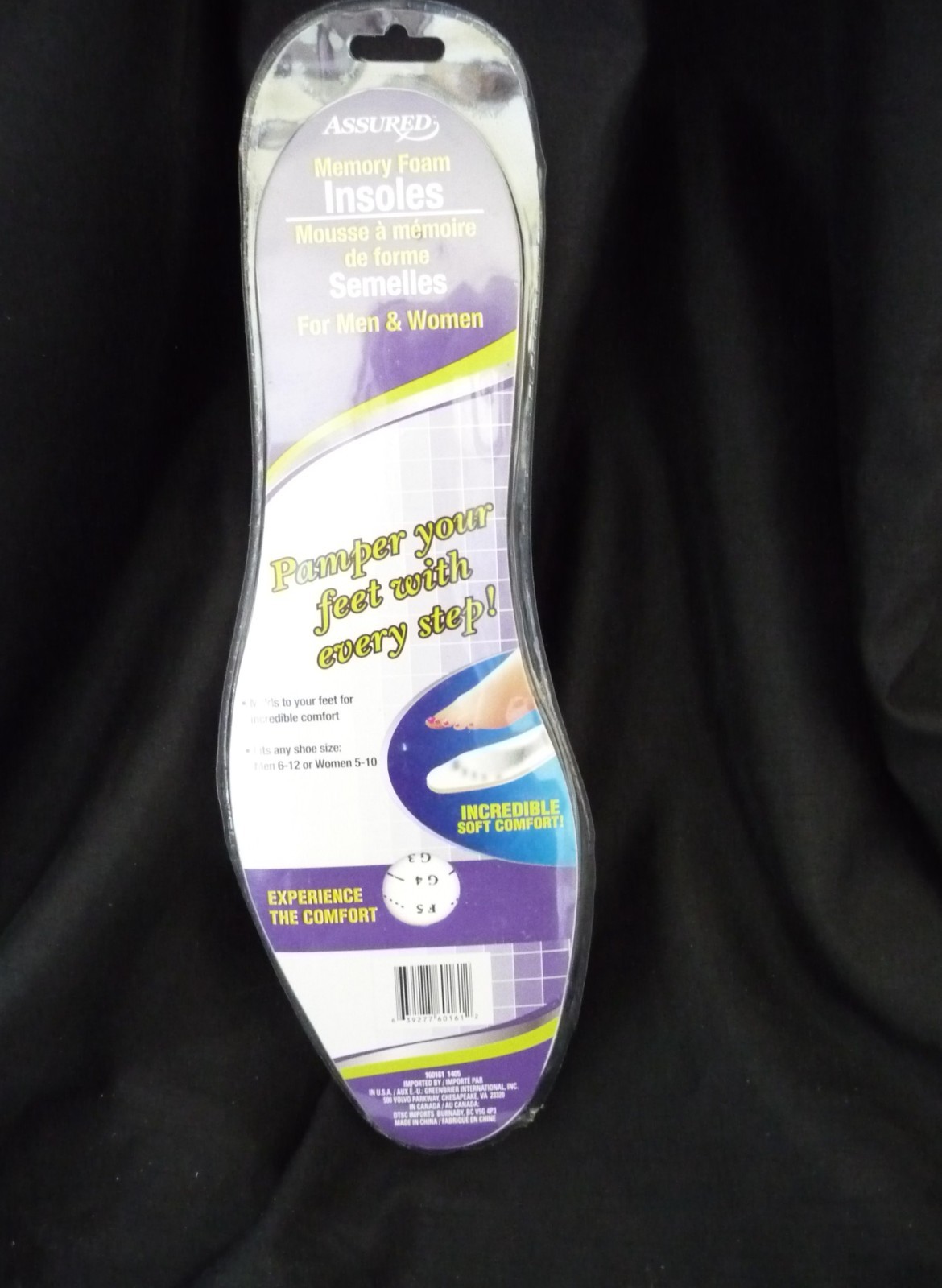 Assured Memory Foam Shoe Insoles, Men & Women! Mens 6-12 & Womens 5-10 (1 Pair)