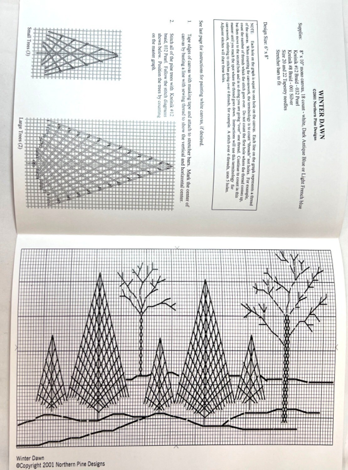 RARE Northern Pine Designs "Winter Dawn" Charted Canvaswork Pattern