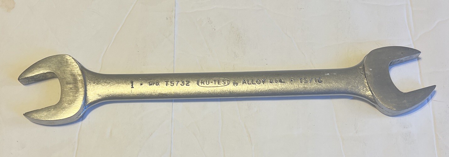 Vintage Tru-Test T5032 Open End Wrench 1" & 15/16" Collectible Forged In USA