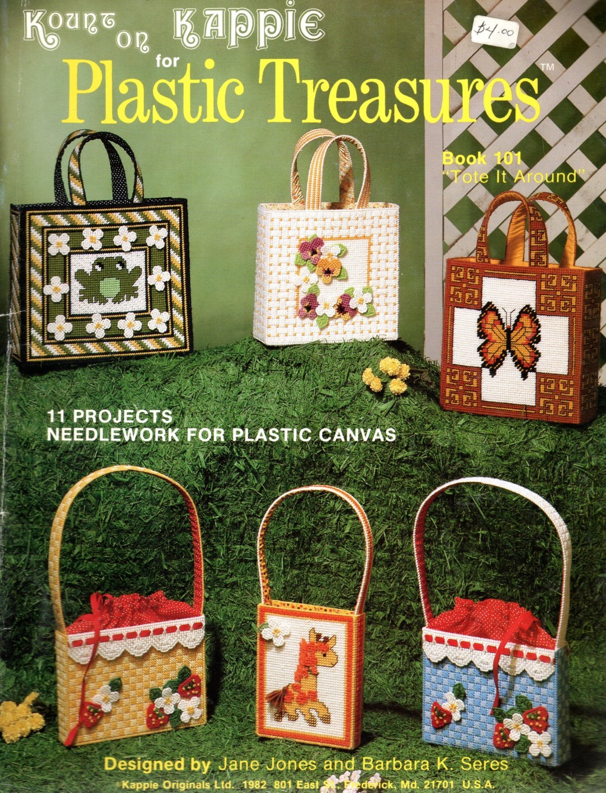 Kount on Kappie 101 PLASTIC TREASURES Tote Around Plastic Canvas Pattern Leaflet