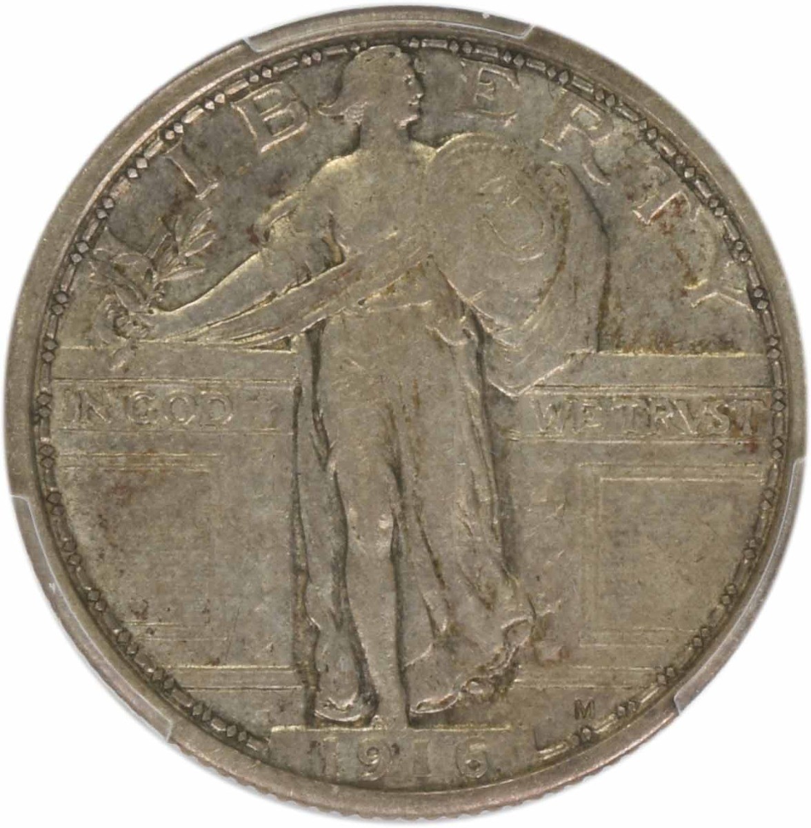 1916 Standing Liberty Silver Quarter EF45 PCGS (CAC)
