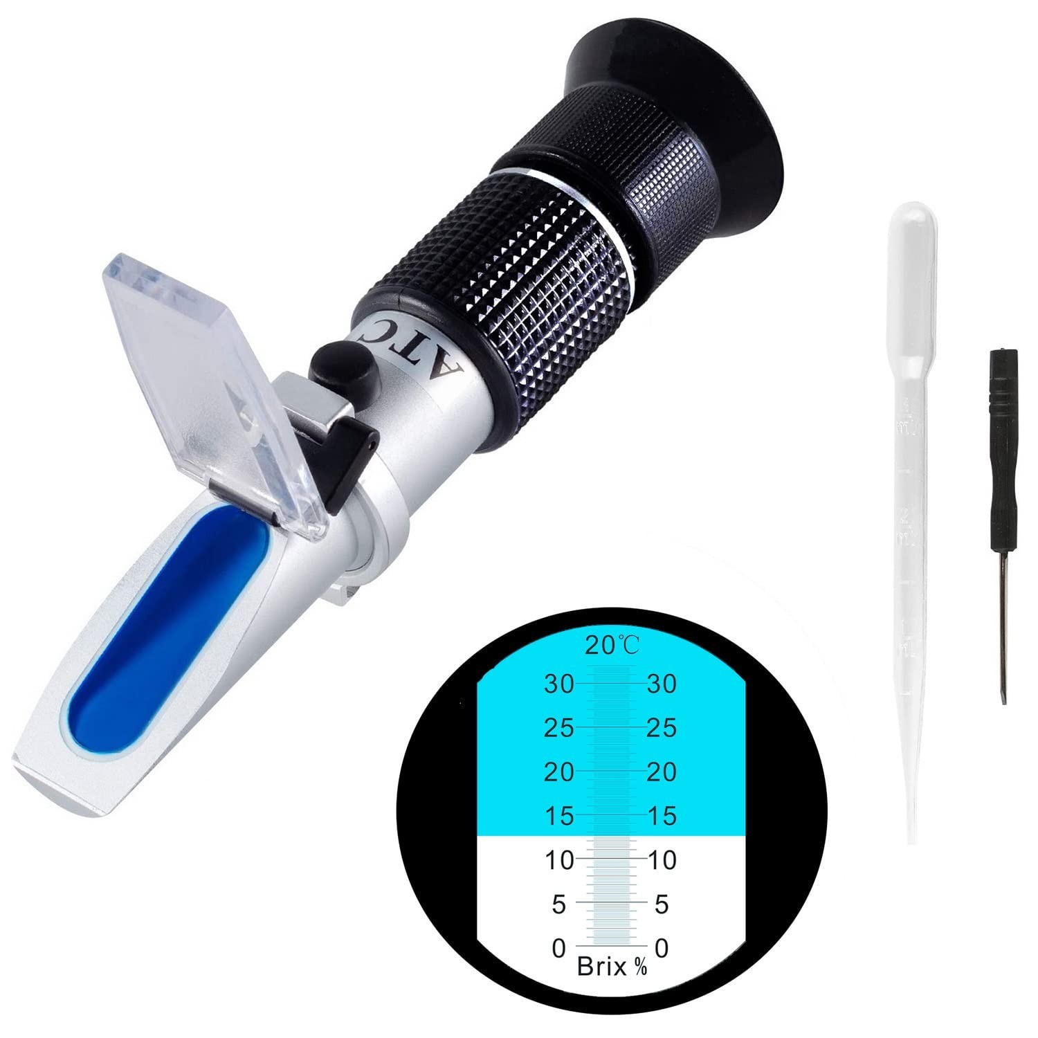 Brix Meter Refractometer 0~32%, Handheld Brix Refractometer Sugar Content Tes...