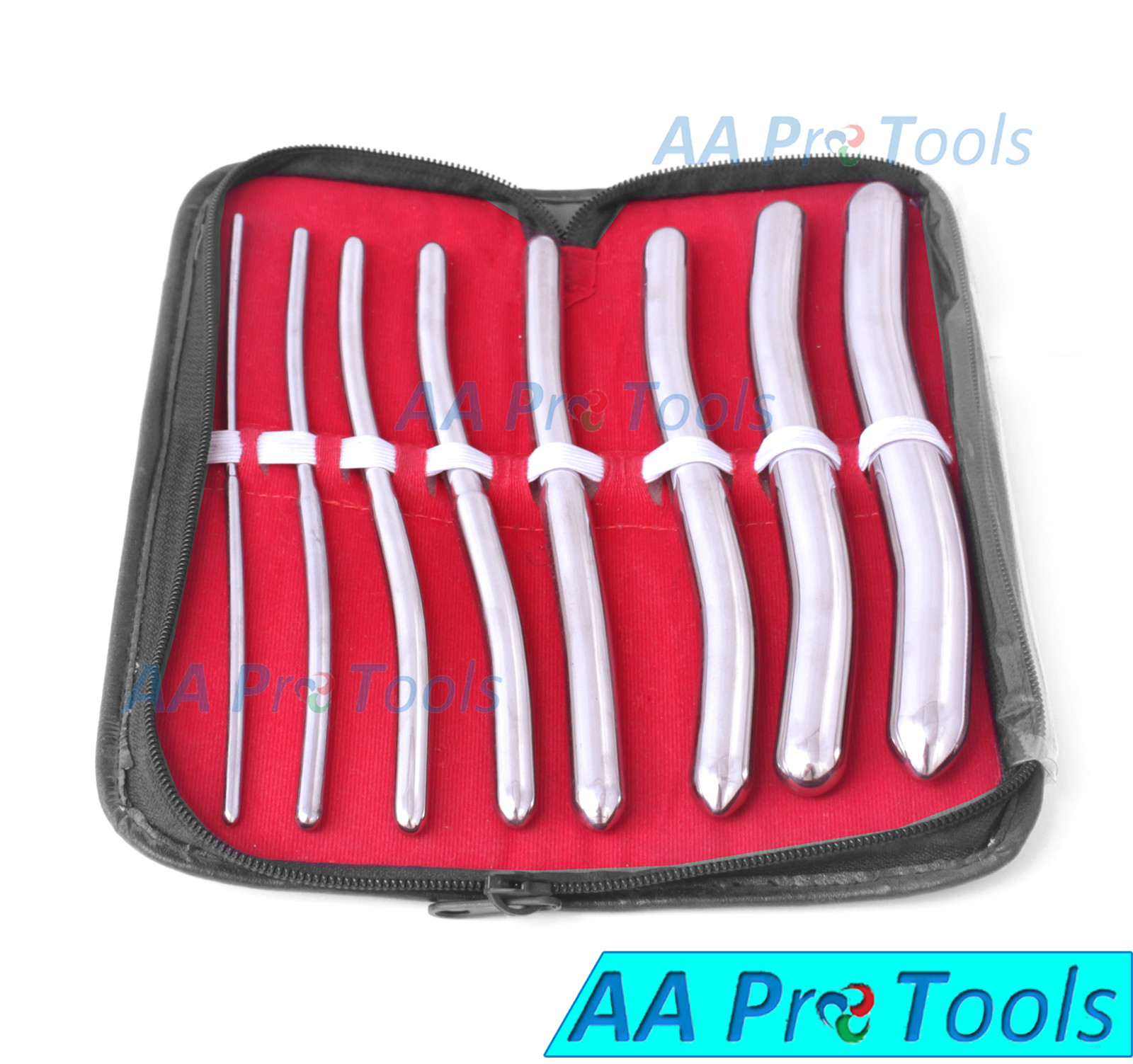 New Hegar-Dilator Set Uterine -Diagnostic Surgical Sounds 8Pcs + Case