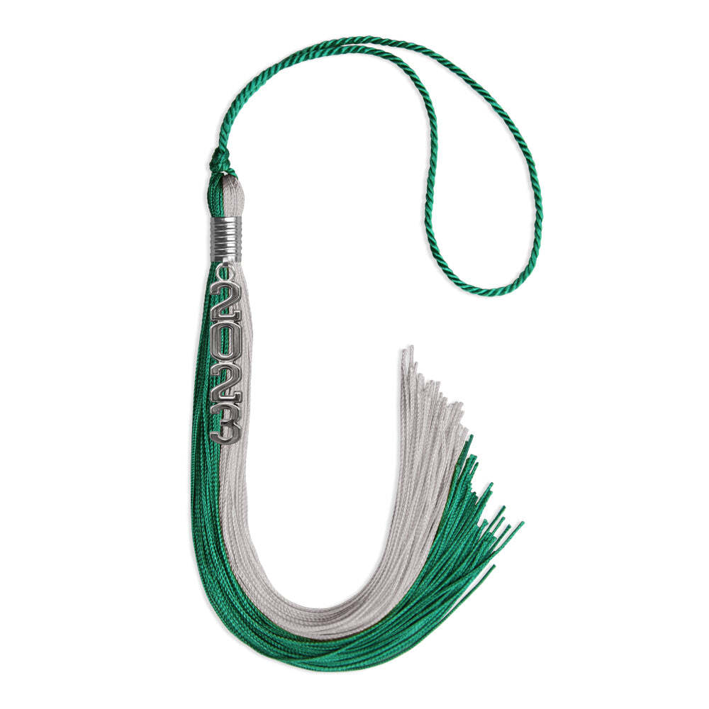 Endea Graduation Emerald Green/Grey Tassel With Silver Stacked Date Drop
