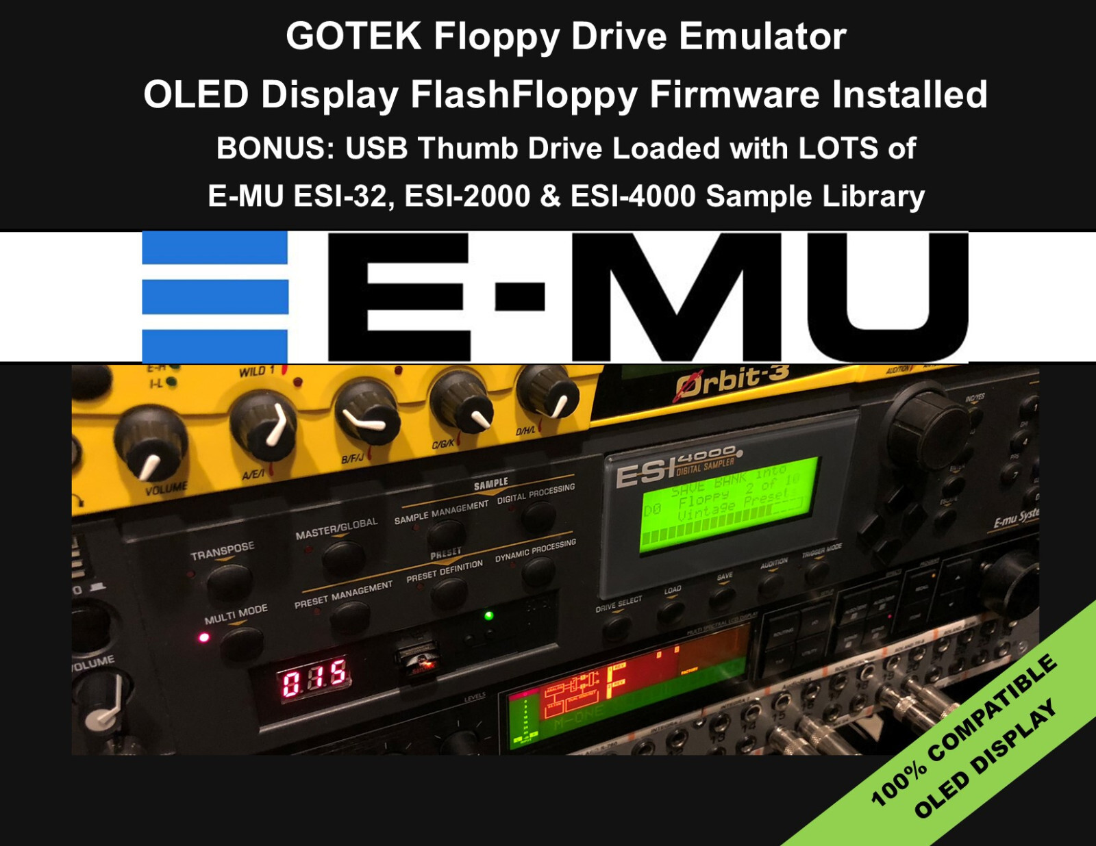 Floppy Drive Emulator OLED DISPLAY FLASHFLOPPY Firmware - E-MU ESI 32 2000 4000