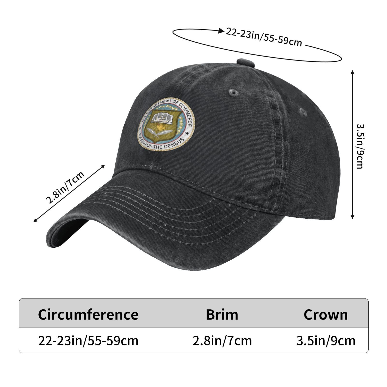 Seal Of The US Census Bureau Baseballcap neutral Washed denim adjustable sun hat