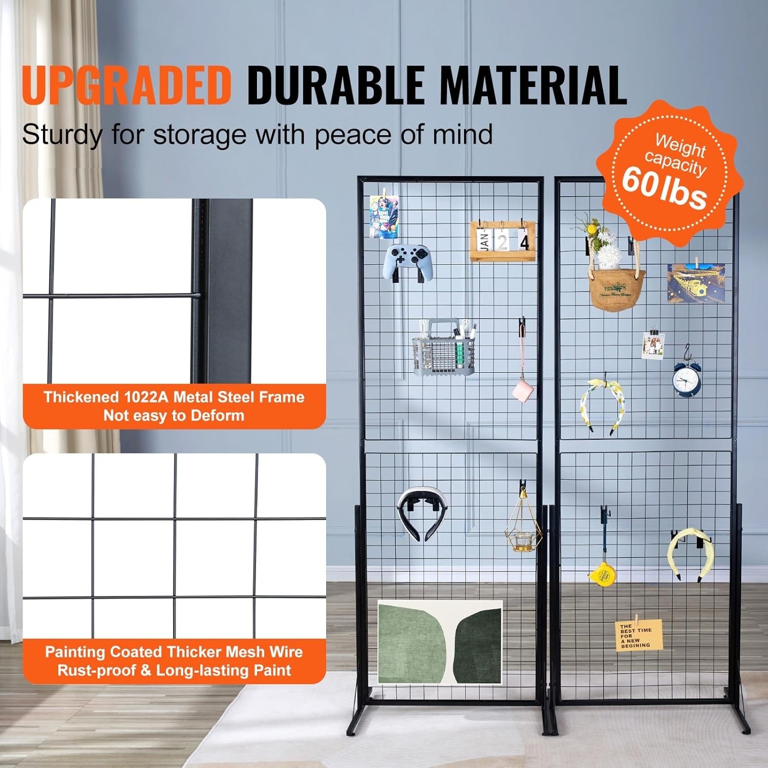 Durable 2-Packs Wire Grid Wall Panels with Hooks – Versatile Display Solution