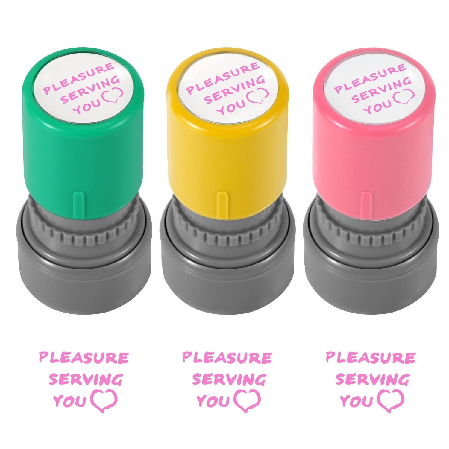 3 Pcs Pleasure Serving You Stamps, Self Ink Stamp Server Stamps for Checks Of...