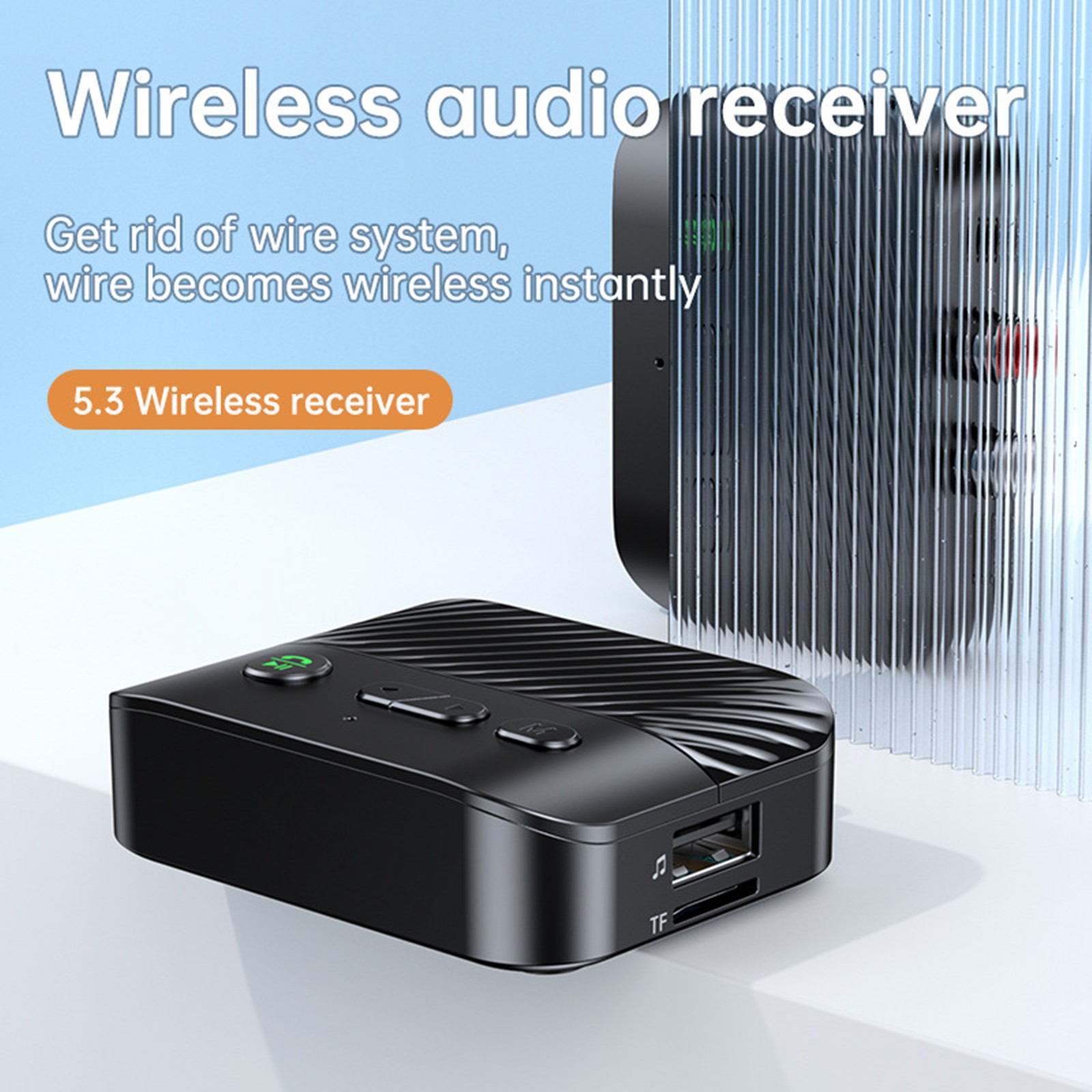 Bluetooth 5.3 Receiver Adapter Wireless 3.5mm AUX to 2 RCA USB Audio Adapter
