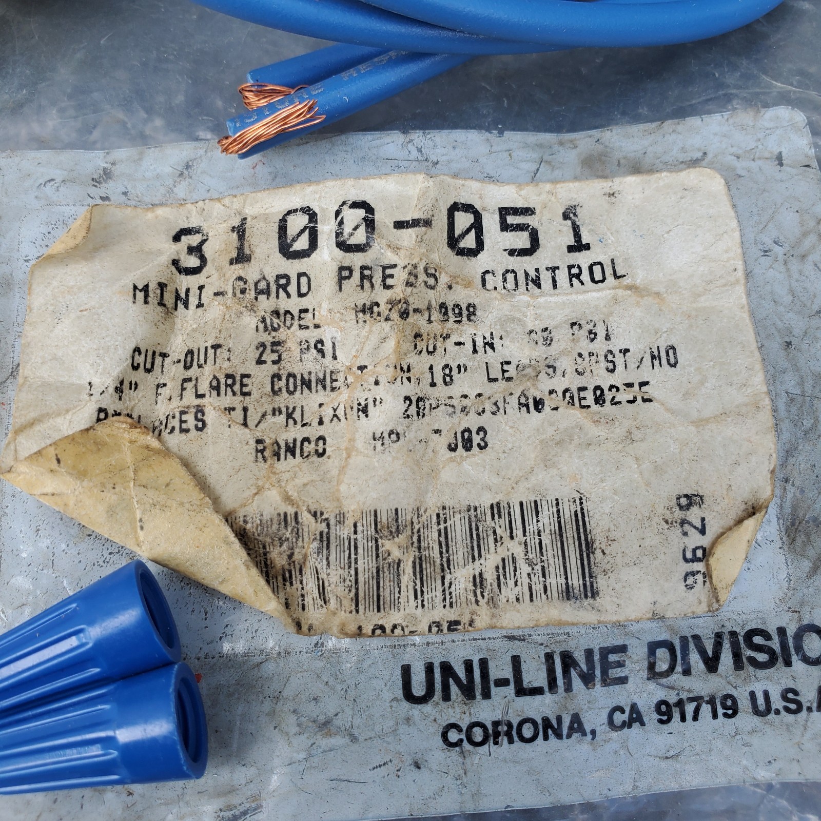 Robertshaw 3100-051 Mini-Gard Pressure Control