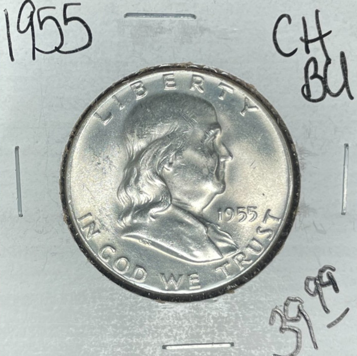 1955 FRANKLIN SILVER HALF DOLLAR ~ CH/BU ~ BEAUTIFUL COIN ~