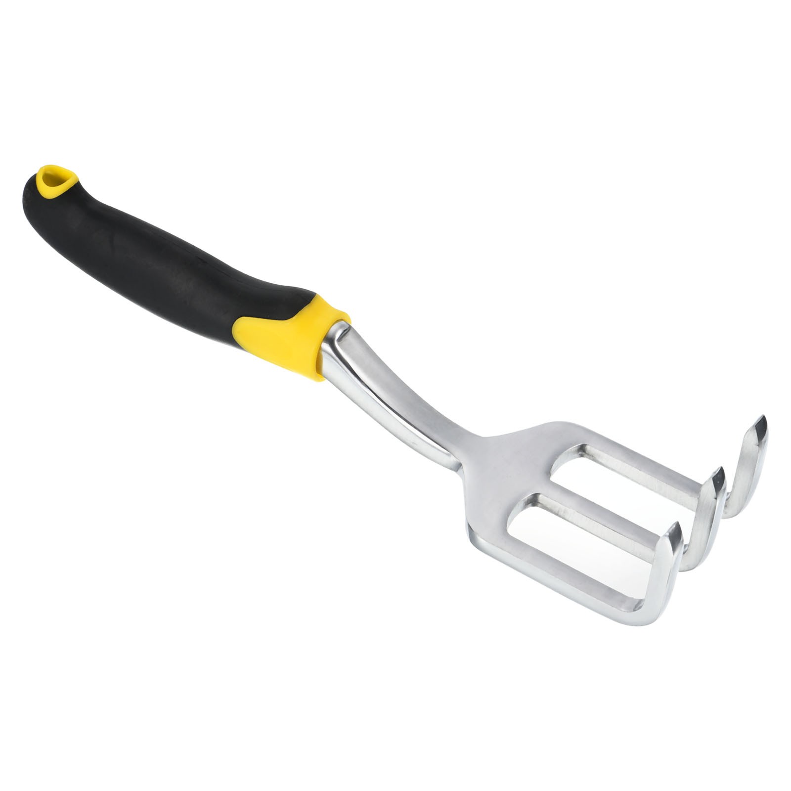 11.4" 3 Tines Hand Gardening Rake, Aluminum Loose Soil Tool, Silver