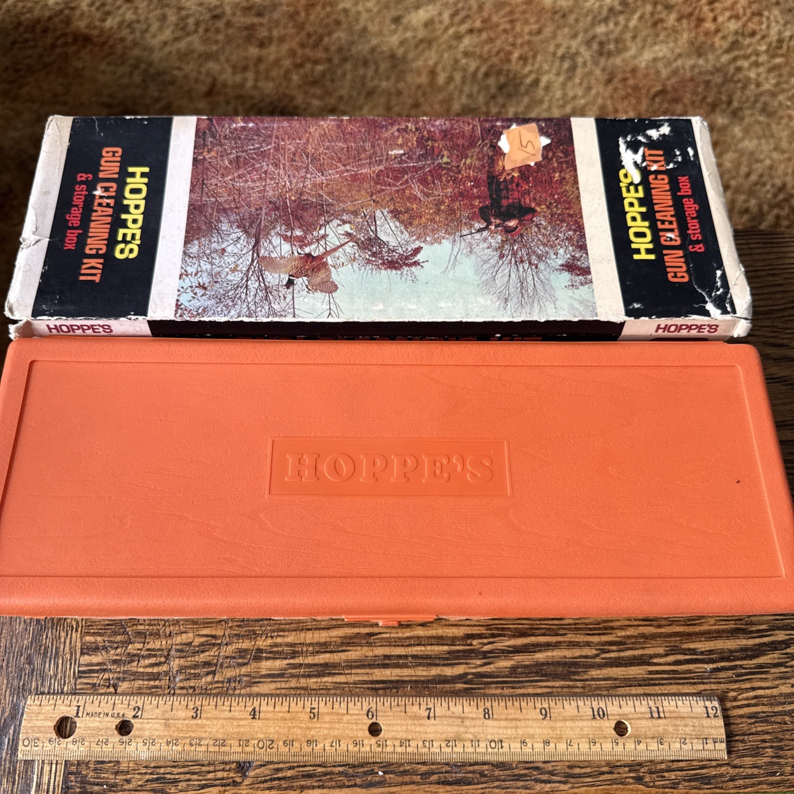 VINTAGE Hoppe's No. 9  Gun Cleaning Kit In Case Cardboard Sleeve Oil Can Patches