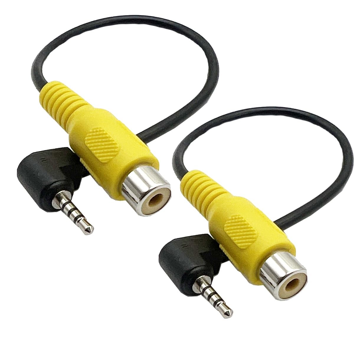 Seadream 2.5mm to RCA Cable 8inch ; 2 Pack 90 Degree Angle Male Black