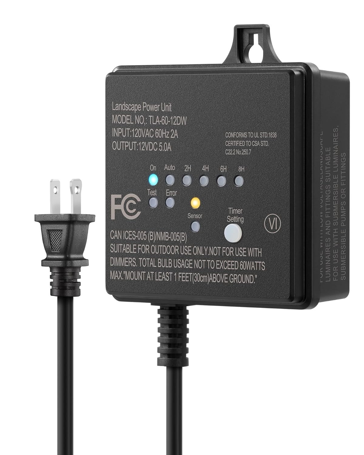 Outdoor Low Voltage Transformer with Timer & Photocell