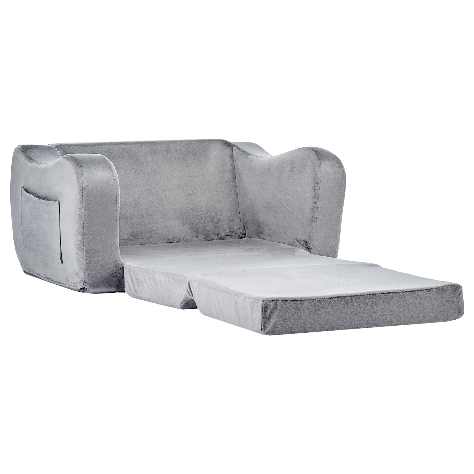 Uimoso 2-in-1 Kids Sofa Convertible Couch with Armrests, Gray Baby Toddler Chair