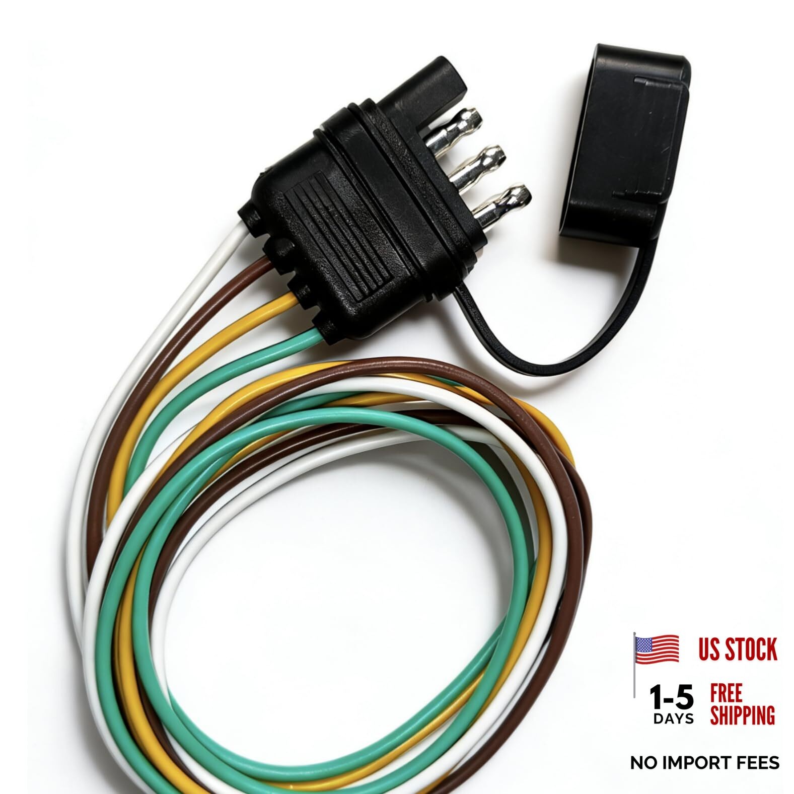 4 Pin Trailer Wiring Harness 25 Inch, 16AWG 4 Wire 4 Prong Trailer Wire Male