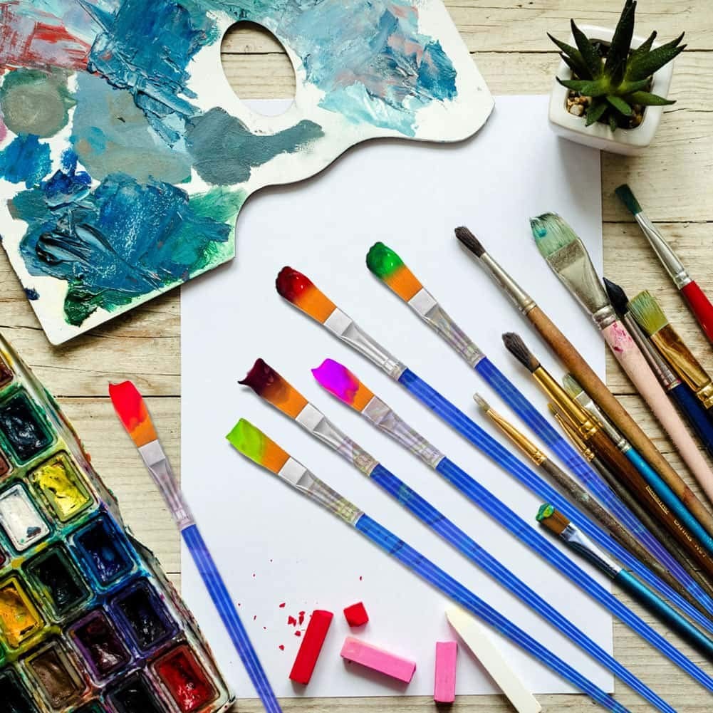 50 Pcs Flat Paint Brushes for Touch Up, Small Paint Brushes for Classroom Craft