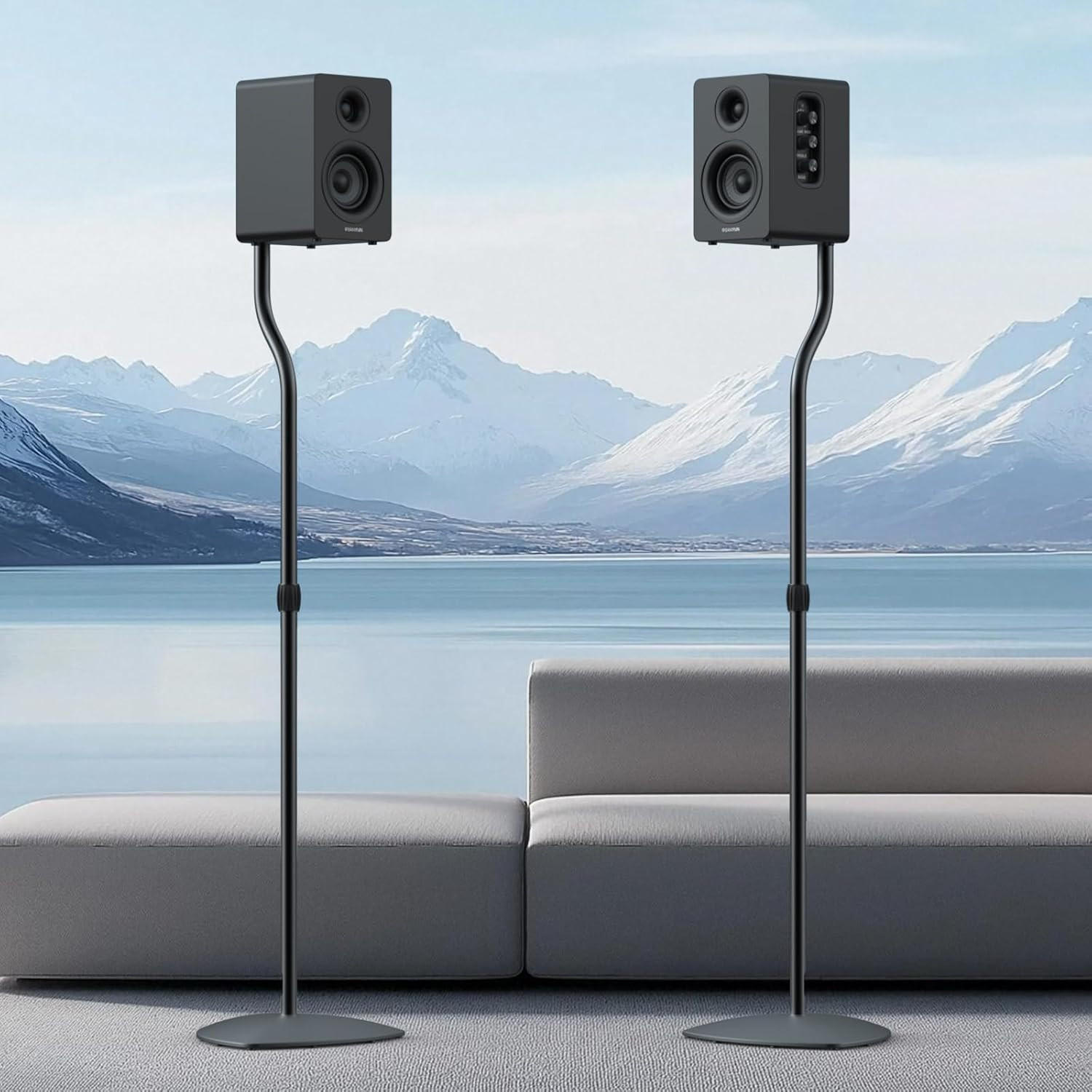 Universal Speaker Stands Pair, Satellite & Bookshelf Speaker Stands-28-38in Adju