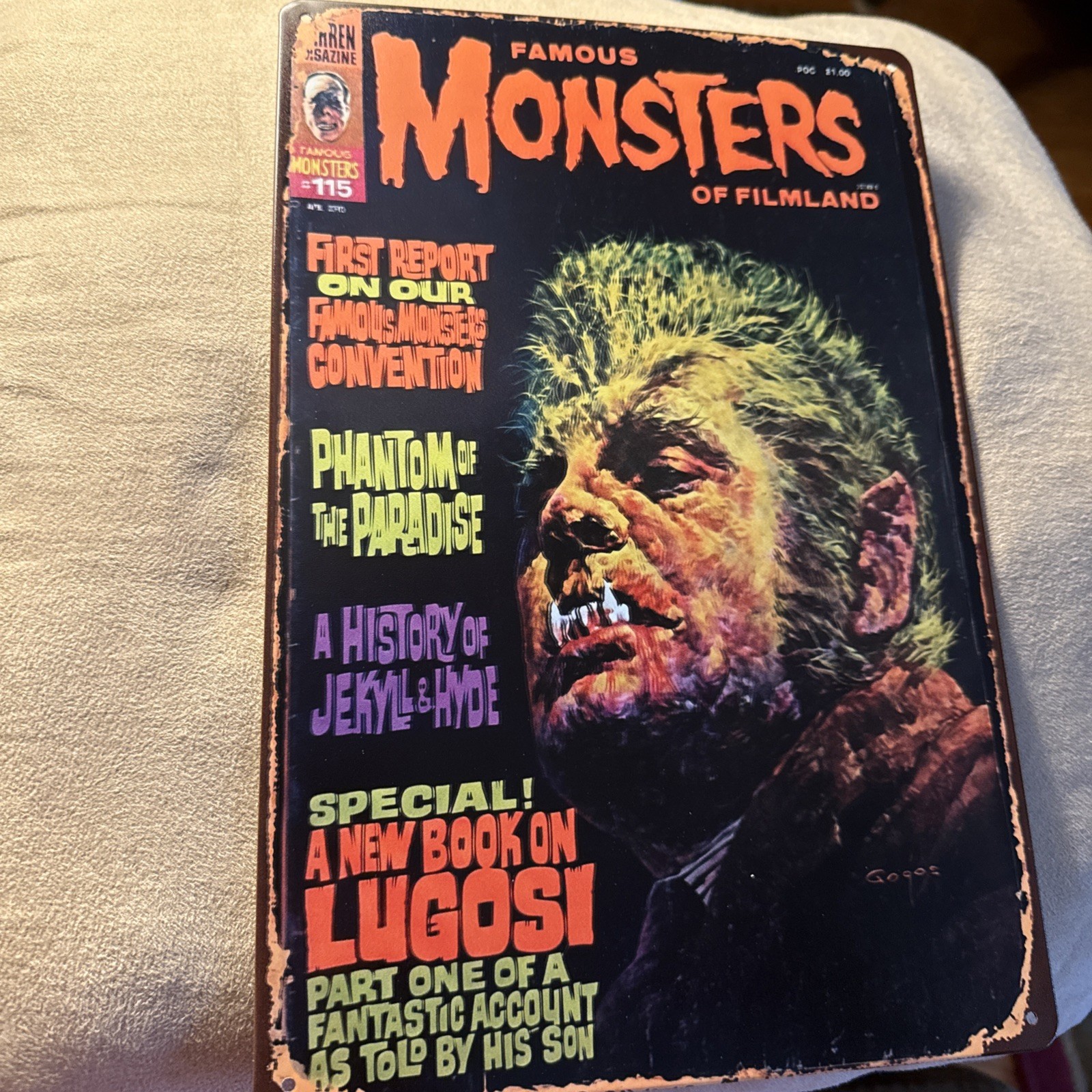 Famous Monsters Of Filmland Magazine Reproduction Hanging Metal Tin 11.9”x7.9”