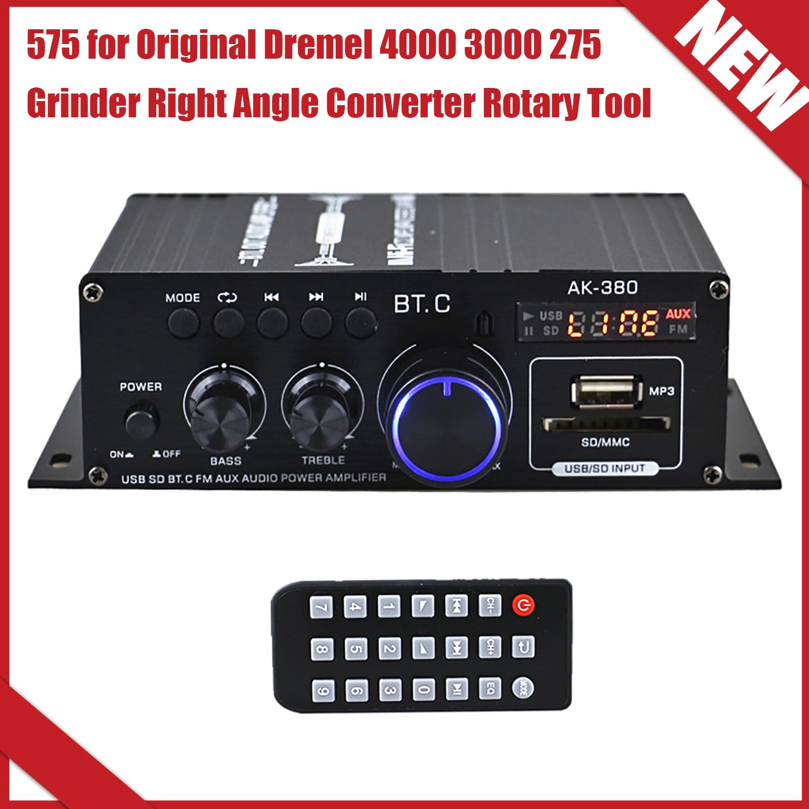 800W AK380 Bluetooth Power Digital Amplifier HIFI FM Audio Home Car With Remote