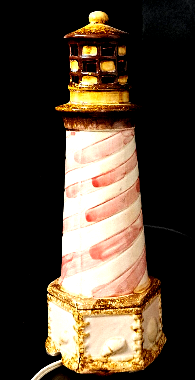 Light House Night Light Nautical Table 10.5"x 5"x4" Plug Cord Switch Ceramic