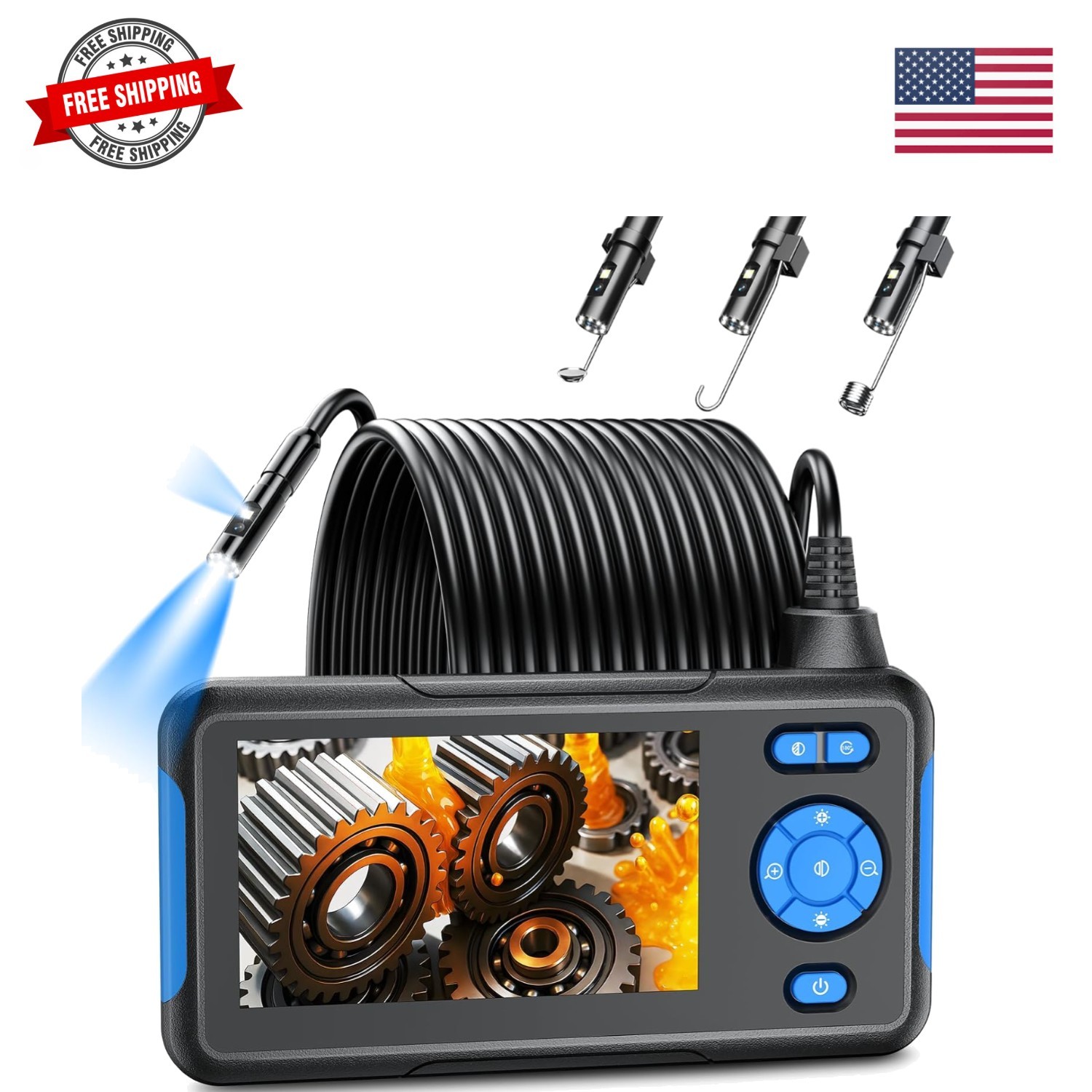 Endoscope Camera with Light, 4.3'' Inspection Snake Cameras, 1080P HD Boresco...