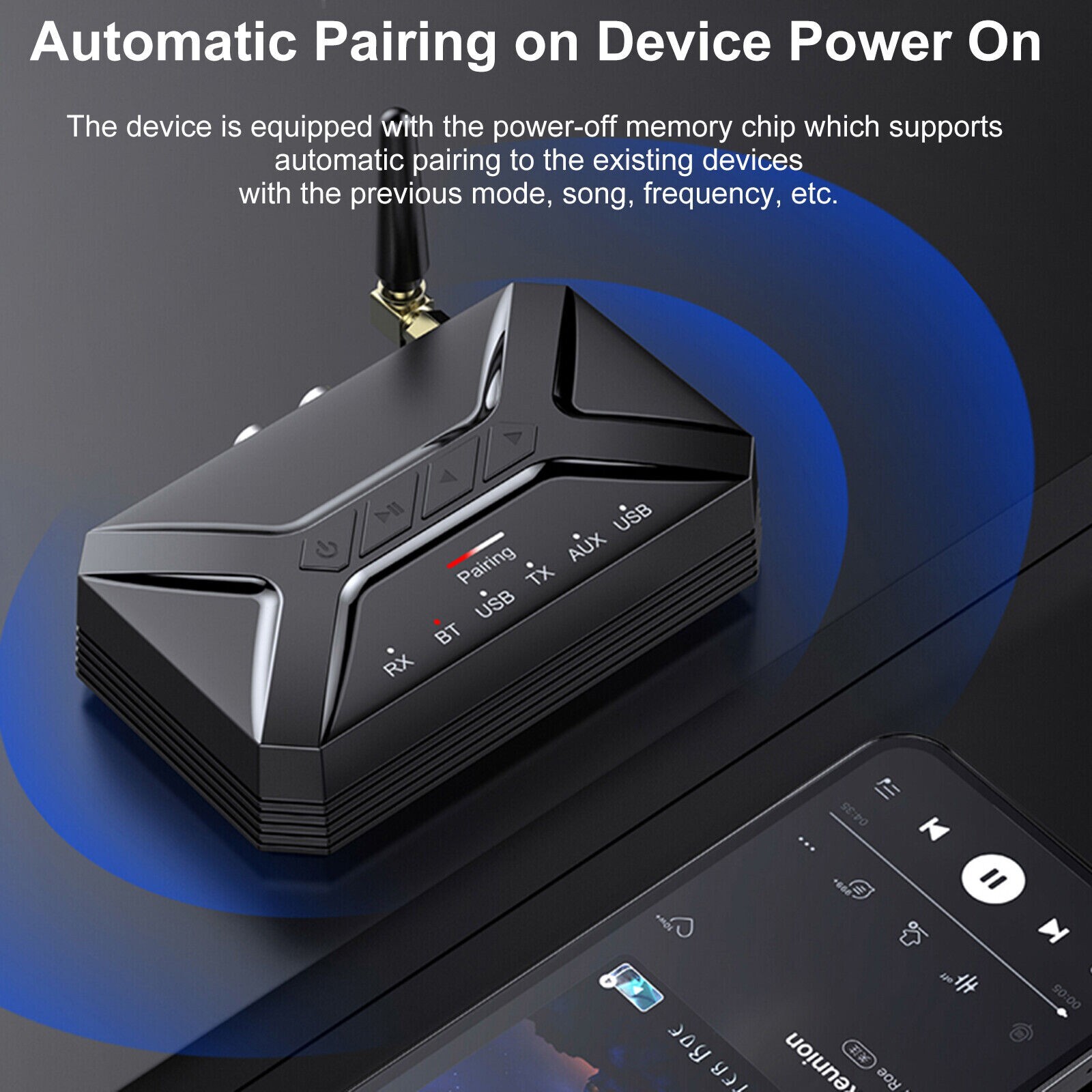 Portable Wireless Bluetooth Transceiver Long Range Bluetooth 5.0 Audio Adapter