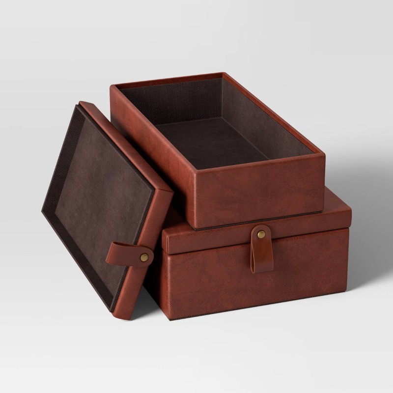Faux Leather Storage Box Set