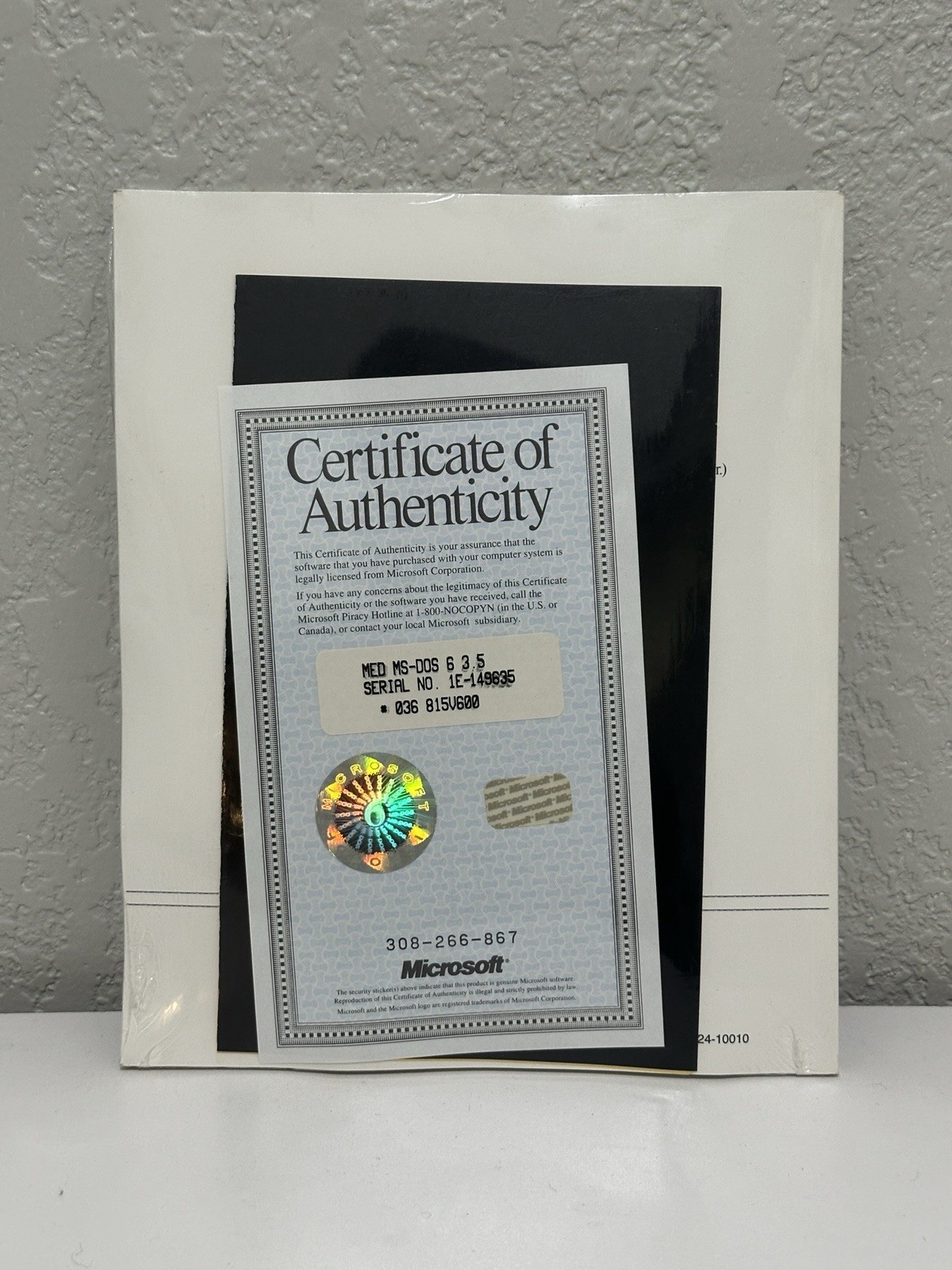 *SEALED* Microsoft MS-DOS 6 3.5" Floppy Concise User's Guide w/ Certificate