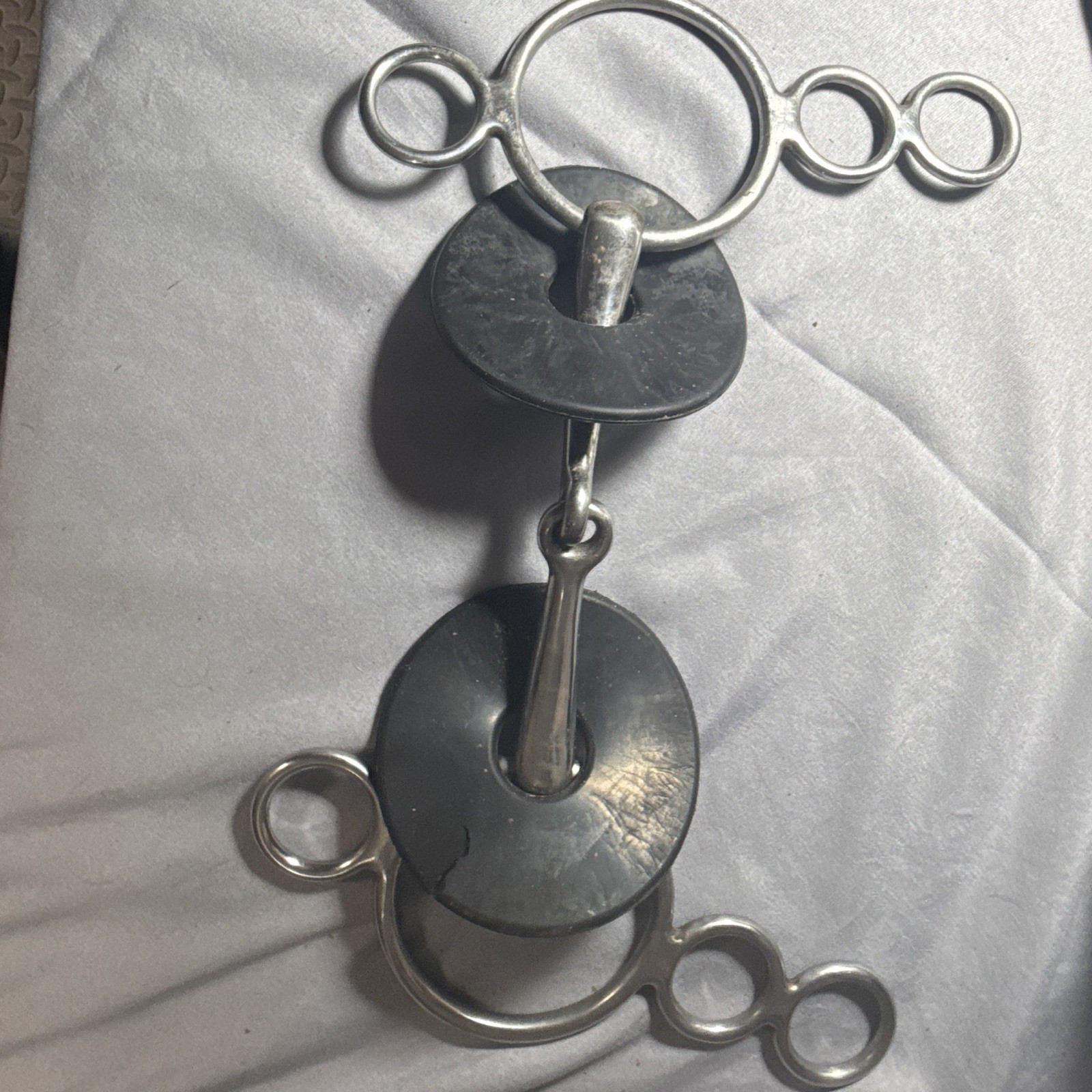 Western Snaffle Horse Bit w/ Black Bit Guards & Gag Cheek Rings (Metal)