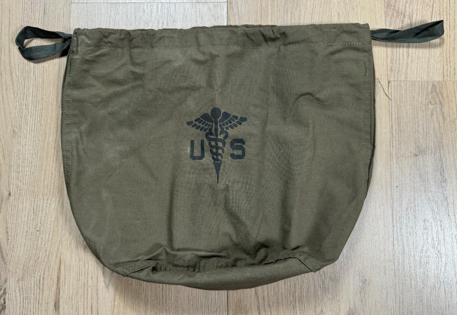 Vintage US Military Issue Patient Personal Effects Cloth Bag Pull String KIA WIA