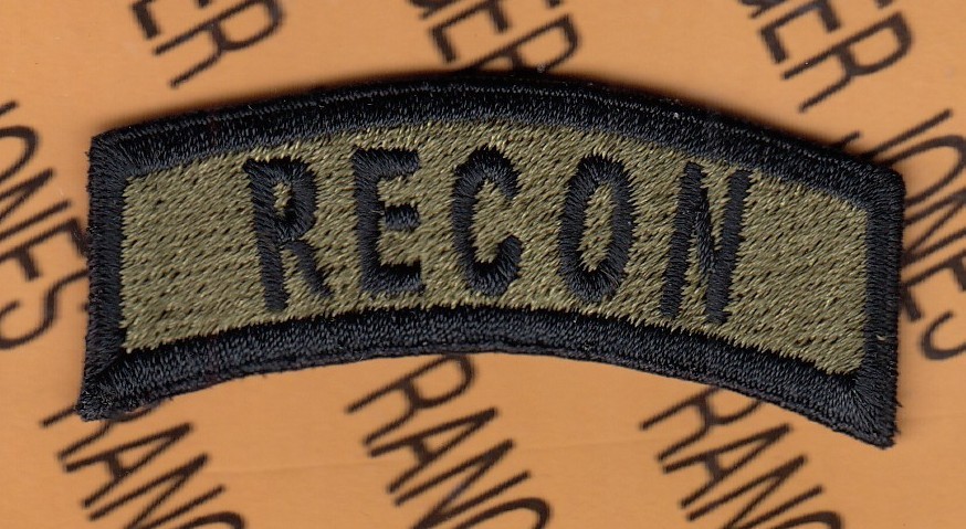 US ARMY RECON Infantry Cavalry Reconnaissance OD Green BDU ~2.5" tab patch c/e