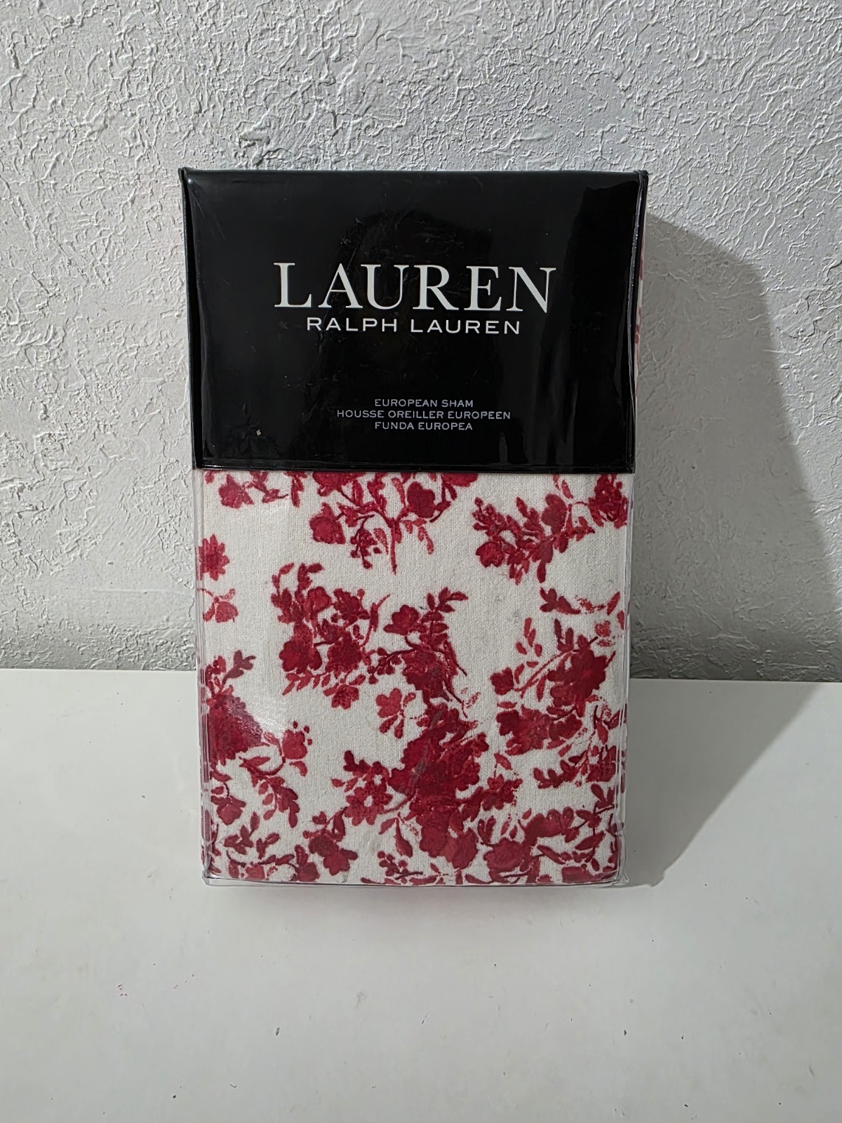 Ralph Lauren Rhyne Floral Flannel Euro Sham Red White Cotton European